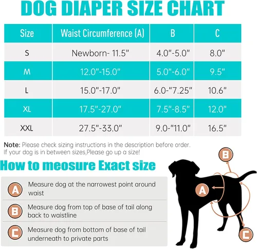 Miniatura 63 de Leekalos Pañales reutilizables lavables para perras, pañales para perras, altamente absorbentes, pañales ajustables para cachorros, pañales