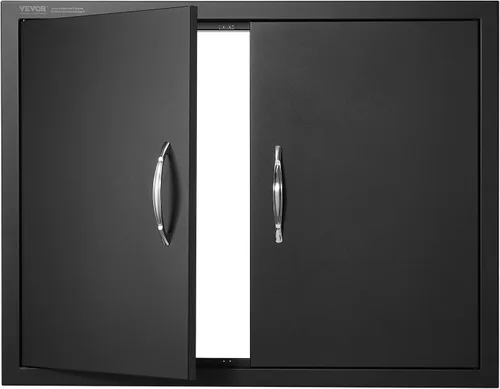 Miniatura 14 de VEVOR Puerta de acceso para barbacoa, 36 pulgadas de ancho x 21 pulgadas de alto, puerta de cocina doble para exteriores, puerta de acero inoxidable