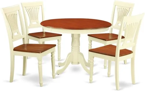 Miniatura 9 de East West Furniture HLPL3-BCH-W Hartland - Juego de cocina de 3 piezas que contiene una mesa redonda con pedestal y 2 sillas de comedor, 42 x 42