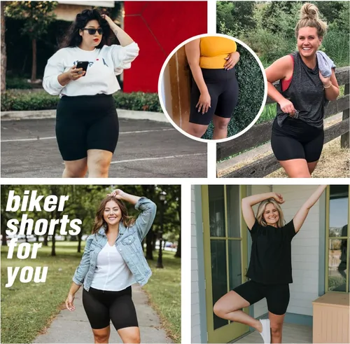 Miniatura 6 de Hi Clasmix Paquete de 3 pantalones cortos de ciclismo de talla grande para mujer (1X-4X), cintura alta, no se transparentan, pantalones cortos