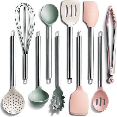Miniatura 18 de COOK WITH COLOR Juego de utensilios de cocina de silicona, juego de utensilios de cocina, utensilios de cocina de silicona fáciles de limpiar, Rojo