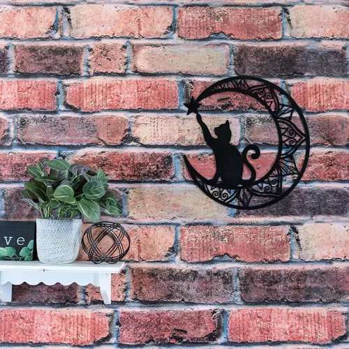 Miniatura 3 de EYONGLION Decoración de pared de gato de metal, arte de pared de gato negro, regalos para amantes de los gatos para mujeres, decoración de pared