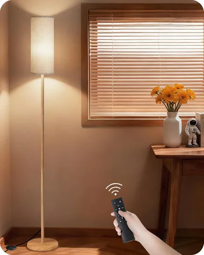 Miniatura 27 de Lámpara de pie regulable para sala de estar con control remoto e interruptor de pie, lámpara de pie de esquina, lámpara alta de pie moderna, Blanco