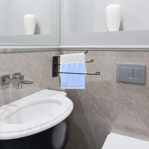 Miniatura 9 de Garneck Toallero giratorio con marco giratorio, toallero de montaje para toallas al aire libre para piscina, toallero de pared de baño, toalleros