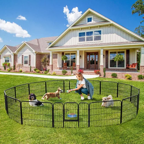 Miniatura 2 de Yaheetech Valla decorativa de jardín – 24 pulgadas x 5.3 pies a prueba de herrumbre plegable para patio, cama de flores, borde de barrera para Negro