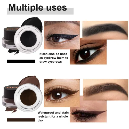 Miniatura 3 de evpct Delineador de ojos de gel negro y marrón 2 en 1, impermeable, a prueba de manchas, para Waterline, juego de pomadas de crema de cejas