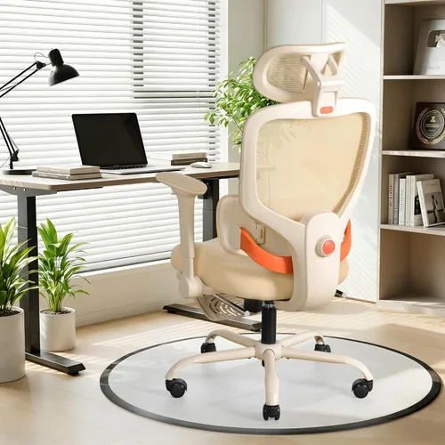 Miniatura 2 de Silla de oficina ergonómica con brazos abatibles y reposapiés 4D, silla de escritorio de malla para juegos con reposacabezas 3D y soporte lumbar