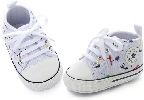 Miniatura 5 de eitwo Zapatos de lona suave unisex para bebés y niñas, ligeros y antideslizantes para recién nacidos y niños pequeños