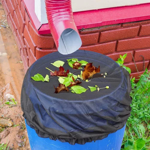 Miniatura 5 de Cubierta de malla para barriles de lluvia con cordón, protector de tanque de cubos de recolección de agua, cubierta de cubos de recolección de agua