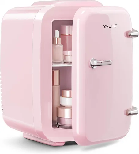 Miniatura 11 de YASHE Mini nevera, refrigerador pequeño de 4 litros/6 latas para el cuidado de la piel, 110 V CA/12 V CC, enfriador termoeléctrico y calentador