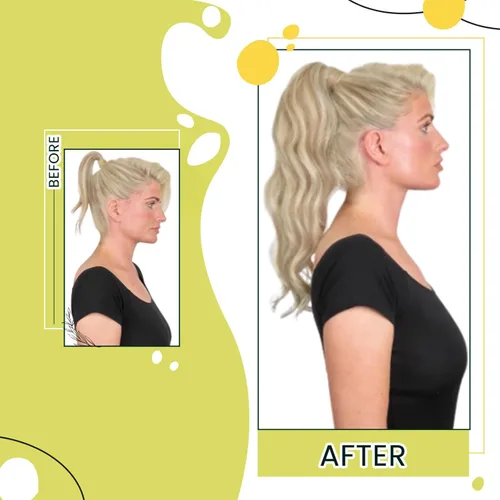 Miniatura 2 de RUNATURE - Extensión de cola de caballo de cabello humano Remy con pinzas y cinta mágica, 1 pieza de extensiones de cabello largo, color castaño