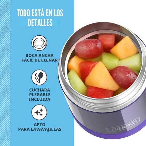 Miniatura 4 de THERMOS FUNTAINER Tarro de comida aislado, 10 onzas, tarro de comida apto para niños con cuchara plegable, morado Púrpura