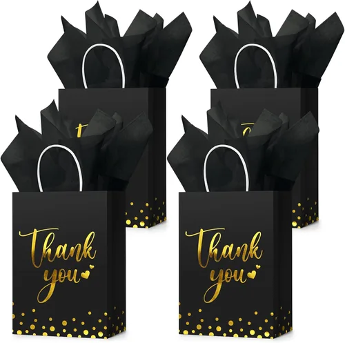 Miniatura 24 de Tinlade 30 bolsas de regalo de agradecimiento con papel de seda dorado con asa para graduación, negocios, compras, boda, ducha, regalos de fiesta