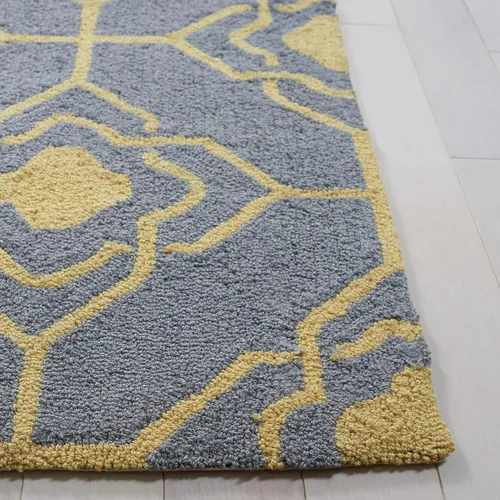 Miniatura 4 de SAFAVIEH Four Seasons Collection FRS233F FRS233F - Alfombra de pasillo floral con gancho a mano, 2 pies 3 pulgadas x 8 pies, color gris y dorado