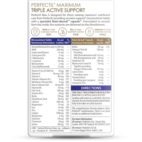 Miniatura 3 de Vitabiotics - Perfectil - Max - 84 Tabs/Caps