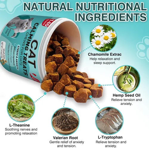 Miniatura 3 de Golosinas calmantes para gatos, 140 masticables suaves para aliviar la ansiedad, el estrés y prevenir las mordeduras, perfectas para viajes