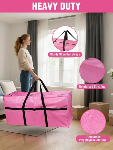 Miniatura 3 de WORKPRO 1 Pack Bolsa de Transporte Extra Grande de 66 Galones con Cremalleras, Asas de Transporte, Resistente, Impermeable, Maletas