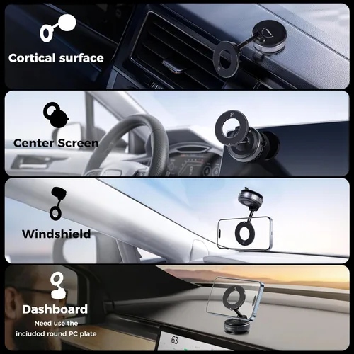 Miniatura 3 de Soporte magnético de vacío para teléfono Magsafe ajustable de 360° para automóvil, compatible con todos los dispositivos inteligentes