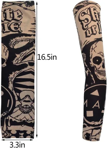 Miniatura 2 de HOVEOX 20 Uds. Mangas de brazo de tatuaje temporal artes falso tatuaje temporal brazo protector solar mangas medias Slip accesorios Halloween tatuaje