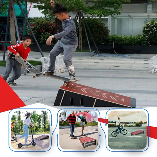 Miniatura 6 de Rampa de salto para niños para patineta, bicicleta, scooter, BMX, auto RC y motocross, 25.2 pulgadas, color negro