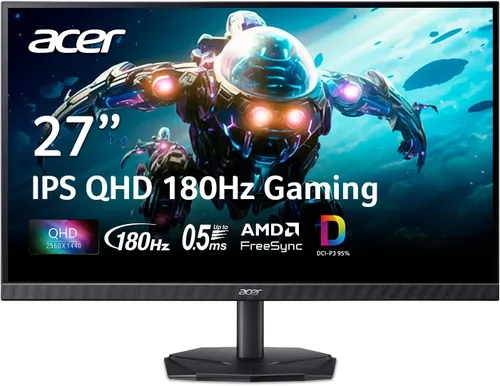 Acer Nitro - Monitor para juegos IPS QHD 2560 x 1440 de 27 pulgadas | AMD FreeSync | Actualización de hasta 180 Hz | Hasta 0.5 ms | DCI-P3 95% |