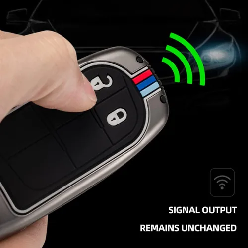 Miniatura 4 de Funda protectora de metal para llavero con llavero para Chrysler 300C Jeep Grand Cherokee 2011-2016 COMPASS 2011-2019 Cromo 3 Botones