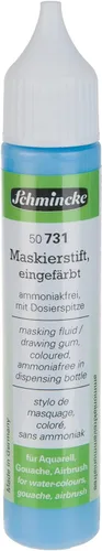 Schmincke - Bolígrafo de enmascaramiento de color, 0.8 fl oz, 50 731 005, bolígrafo dosificador, líquido de enmascaramiento azul para áreas opacas
