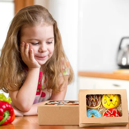 Miniatura 5 de Moretoes 32 cajas de galletas, cajas de panadería de 8 x 6 x 2.5 pulgadas con ventana de 3 estilos, para fresas de chocolate, postres, rosquillas
