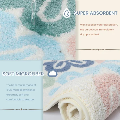 Miniatura 3 de Alfombra de baño extra absorbente, antideslizante, de felpa gruesa, lavable a máquina, para dormitorio, bañera y sala de estar