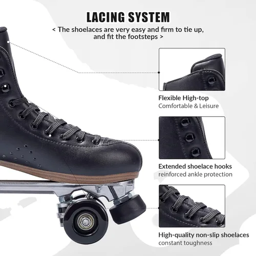 Miniatura 4 de PAPAISON Patines de ruedas para mujeres y hombres, de lujo de 2 capas de microfibra de cuero de doble fila - Patines clásicos de ruedas para niñas