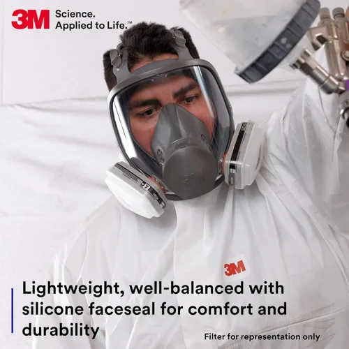 Miniatura 5 de 3M - Respirador reutilizable de cara completa 6800, NIOSH, protección ocular de alto impacto ANSI, M + cartucho respirador 3M P100/filtro 60926