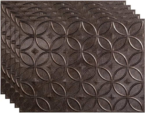 Miniatura 25 de FASÄDE Anillos Panel de Revestimiento Decorativo de Vinilo de 18 x 24 pulgadas en Bronce Argent (Paquete de 5)