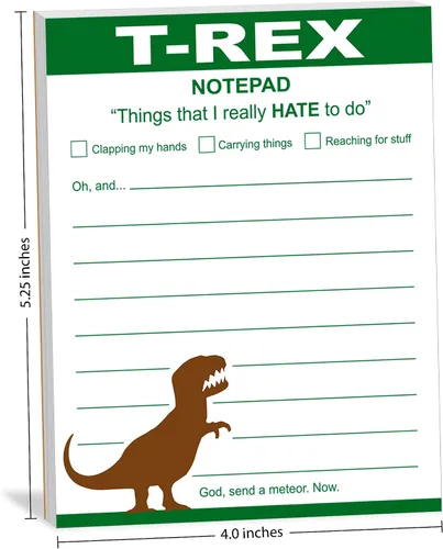 Miniatura 2 de Cuaderno de notas divertido "T-Rex Hates Doing Things" Bloc de notas T-rex