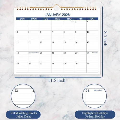 Miniatura 4 de Calendario 2026 2027 – Calendario de pared de abril de 2026 a junio de 2027 a 15 meses con papel grueso para planificación y organización