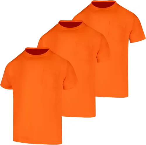 VENDACE Camisetas de seguridad de alta visibilidad, paquete de 3 camisetas de trabajo de manga corta para construcción para hombres (naranja, XL)