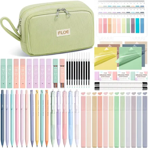 Miniatura 16 de 62 piezas de suministros escolares estéticos, bonitos suministros de regreso a clases, esenciales universitarios, set de papelería con estuche