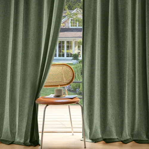 Miniatura 26 de MIULEE 2 paneles de cortinas de lino de privacidad que no se transparentan, cortinas filtrantes de luz, cortinas texturizadas con pestaña trasera