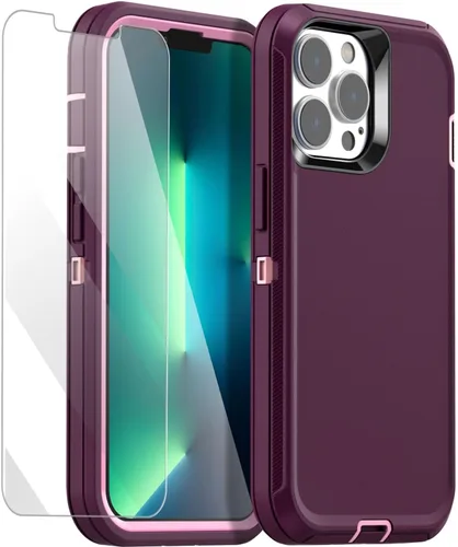 Miniatura 13 de AICase Funda para iPhone 13 Pro Max/12 Pro Max con protector de vidrio, protección contra caídas de alta resistencia, cuerpo completo, a prueba