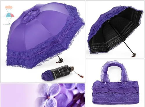 Miniatura 58 de Honeystore Paraguas plegable a prueba de rayos ultravioleta Princess Lace Parasol con cúpula anti-UV
