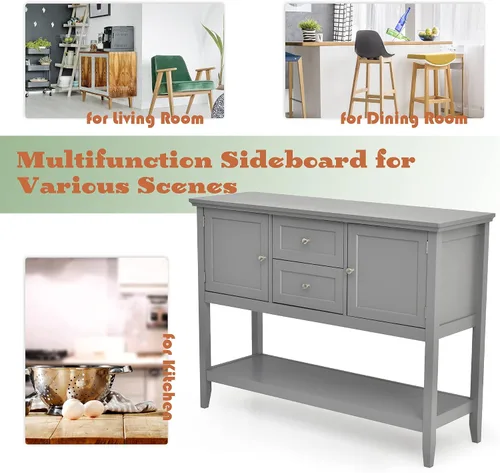Miniatura 6 de LOKO Armario buffet con almacenamiento, mesa consola multifuncional con amplio espacio de almacenamiento, aparador con cajones para cocina, comedor