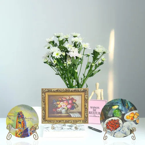 Miniatura 4 de Soportes de placa para exhibición, soportes de platos de 10 pulgadas para exhibición, caballete de placa de hierro dorado para fotos, marcos