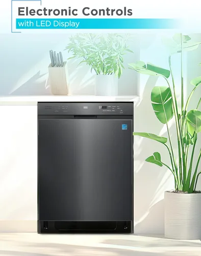 Miniatura 5 de BLACK+DECKER Lavavajillas empotrado de 24 pulgadas, capacidad para 12 cubiertos con tina de acero inoxidable, lavavajillas con 6 programas
