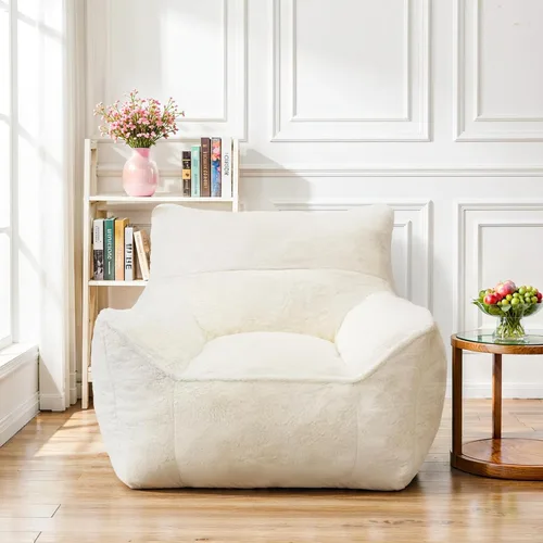 Cvortll Puf, sofá puff de piel sintética, con reposabrazos y respaldo resistente, adecuado para apartamentos, salas de estar, dormitorios, juegos,