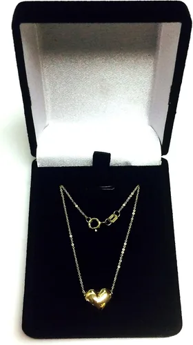 Miniatura 4 de Jewelry Affairs Collar con colgante de corazón inflado de oro real de 10 quilates, 18