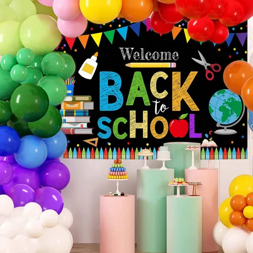 Miniatura 3 de MEHOFOND Telón de fondo de bienvenida de regreso a la escuela de 7 x 5 pies para niños, preescolar, primer día en persona, escuela, jardín