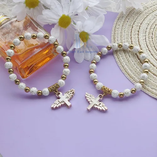 Miniatura 9 de WE Pulsera de cruz de ala de ángel (12 piezas) para niño y niña, recuerdo de bautizo, recuerdo de bautizo, evento de iglesia, Madera, No es una