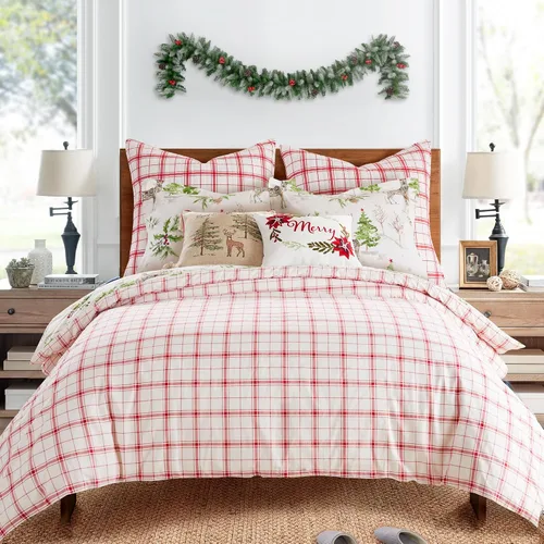 Miniatura 5 de Levtex Home - Juego de edredón con campanillas de trineo - Edredón individual 68x88 + una funda de almohada estándar 20x26 - Árbol de Navidad y reno