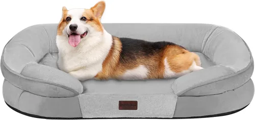 Miniatura 26 de Dwanton - Cama ortopédica para perros medianos con espuma de memoria con gel, sofá impermeable para perros, cama lavable para mascotas con cojín