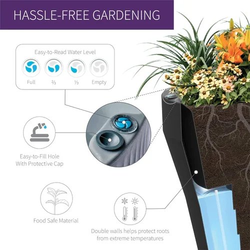 Miniatura 5 de Crescent Garden Rim TruDrop - Maceta de riego automático, 26 pulgadas (oliva)