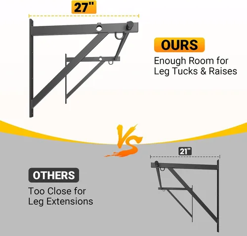Miniatura 4 de Jusgym Wall Mounted Pull Up Bar, 51"/45" Chin Up Bar with 500LBS Capacity, Strength Training Pull-Up Bars Joist Mounted Reinforced Thick Metal